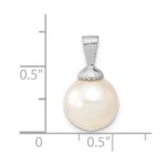 14k White Gold 10-11mm White Round South Sea Saltwater Cultured Pearl Pendant - Image 3