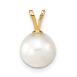 14k 8-9mm White Round Akoya Saltwater Cultured Pearl Pendant - Image 4