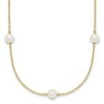 10K 5-6mm White Near Round Freshwater Cultured Pearl 7-Station 18 inch Necklace