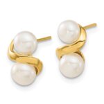 14k 5-6mm White Button Freshwater Cultured Pearl Post Earrings and Pendant Set - Image 3