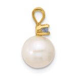 14k 7-7.5mm White Round Freshwater Cultured Pearl and .07TZ Tanzanite Pendant - Image 2
