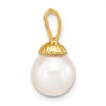 14K 8-9mm White Round Freshwater Pearl Pendant - Image 2