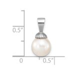 14K White Gold 8-9mm White Round Freshwater Cultured Pearl Pendant - Image 3