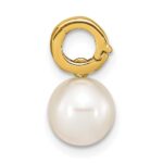 14K 7-8mm White Round Freshwater Cultured Pearl Hinged Bail Charm - Image 2