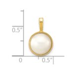 14K 9-10mm White Round Saltwater Cultured Mabe Pearl Pendant - Image 3