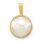 14K 10-11mm White Round Saltwater Cultured Mabe Pearl Pendant