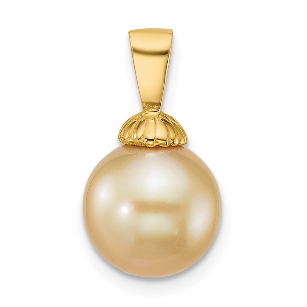 XF869.jpg 14k Polished 10-11mm Round Golden South Sea Saltwater Cultured Pearl Pendant - Image 1
