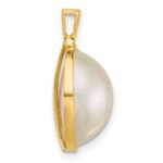 14k 12-13mm White Round Saltwater Cultured Mabe Pearl Pendant - Image 2