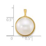 14k 12-13mm White Round Saltwater Cultured Mabe Pearl Pendant - Image 4