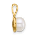 14k Polished 7-8mm Button White Freshwater Cultured Pearl Pendant - Image 2