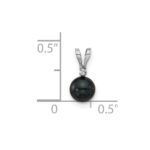 14k White Gold 5-6mm Black Round Akoya Saltwater Cultured Pearl and .01 Carat Diamond Pendant - Image 3