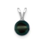 14k White Gold 6-7mm Round Black Akoya Saltwater Cultured Pendant