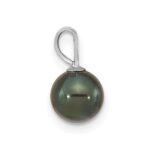 14k White Gold 6-7mm Round Black Akoya Saltwater Cultured Pendant - Image 2