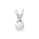 14k White Gold 3-4mm White Round Freshwater Cultured Pearl Pendant