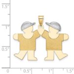 14k Two-tone The Kids Medium Double Boys Engravable Kiss Charm - Image 3