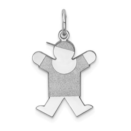 14k White Gold The Kids Small Boy with Hat Engravable Joy Charm
