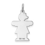 14k White Gold The Kids Small Girl with Bow Engravable Hugs Charm - Image 4