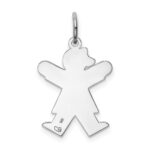 14k White Gold The Kids Small Girl with Bow Engravable Joy Charm - Image 4