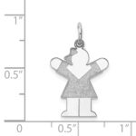14k White Gold The Kids Small Girl with Bow Engravable Love Charm - Image 3