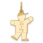 14k The Kids Small It's a Boy Engravable Kiss Charm