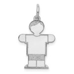 14k White Gold The Kids Small Boy with Haircut Engravable Hugs Charm