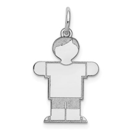 14k White Gold The Kids Small Boy with Haircut Engravable Hugs Charm