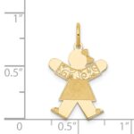 14k The Kids Small Floral Dress Girl Engravable Joy Charm - Image 3