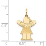 14k The Kids Small Floral Dress Girl Engravable Love Charm - Image 3