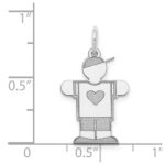 14k White Gold The Kids Small Heart Shirt Boy Engravable Hugs Charm - Image 3