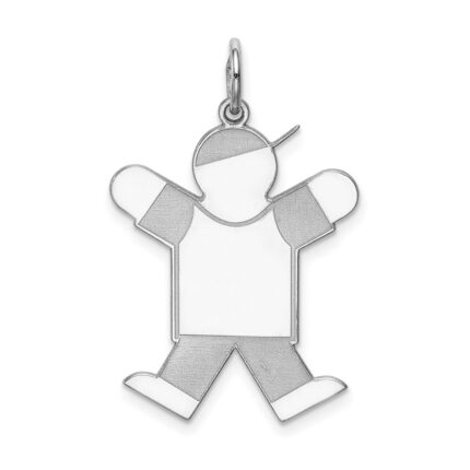 Sterling Silver Rhodium-plated Kid Charm