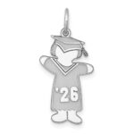 Sterling Silver Rhodium-plated Class of 2026 Girl Cuddle Charm