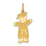 Sterling Silver Gold-plated Class of 2025 Boy Cuddle Charm
