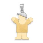 14k Two-tone The Kids Small Boy with Hat on Right Engravable Love Charm
