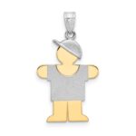 14k Two-tone The Kids Small Boy with Hat on Right Engravable Hugs Charm