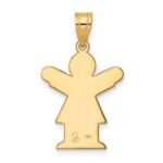 14k The Kids Solid Satin Small Girl Engravable Love Charm - Image 4