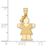 14k The Kids Solid Engravable Small Girl with Bow on Left Hugs Charm - Image 3