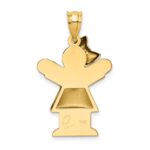 14k The Kids Puffed Girl with Bow on Left Engravable Love Charm - Image 4