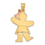 14k Two-tone The Kids Medium Puffed Girl with Bow on Right Engravable Kiss Charm - Image 4