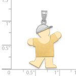 14k Two-tone The Kids Medium Boy with Hat on Left Engravable Kiss Charm - Image 3