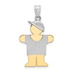 14k Two-tone The Kids Medium Boy with Hat on Right Engravable Hugs Charm