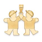 14k The Kids Solid Engravable Small Double Boys Kiss Charm
