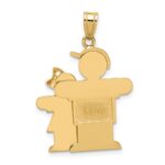 14k The Kids Big Boy and Little Girl Engravable Hugs Charm - Image 4
