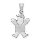 14k White Gold The Kids Small Boy with Hat on Right Engravable Joy Charm