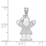 14k White Gold The Kids Small Girl with Bow on Left Engravable Love Charm - Image 3