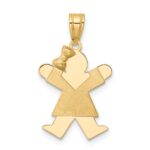 14k The Kids Solid Engravable Small Girl with Bow on Left Joy Charm