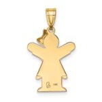 14k The Kids Solid Engravable Small Girl with Ruffles and Bow on Right Love Charm - Image 4