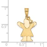 14k The Kids Solid Engravable Small Girl with Ruffles and Bow on Right Love Charm - Image 3