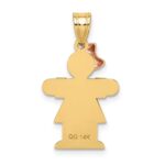 14k Two-tone The Kids Small Girl with Bow on Left Engravable Hugs Charm - Image 4