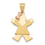 14k Two-tone The Kids Small Girl with Bow on Left Engravable Joy Charm