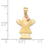 14k Two-tone The Kids Small Girl with Ruffles and Bow on Right Engravable Love Charm - Image 3